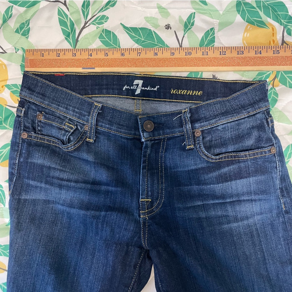 7FAM Jeans 7 Roxanne Blue Denim 29 Casual Norm Skinny Americana Basic Western - Picture 16 of 16